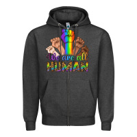 Charcoal Heather We Are All Human Zipper Hoodie - BundleAndBundleShop