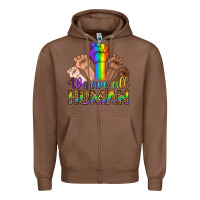 Chestnut We Are All Human Zipper Hoodie - BundleAndBundleShop
