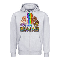 Heather Grey We Are All Human Zipper Hoodie - BundleAndBundleShop