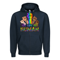Navy We Are All Human Zipper Hoodie - BundleAndBundleShop