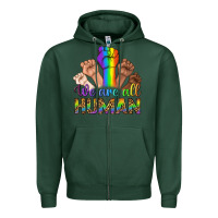 Sports Green We Are All Human Zipper Hoodie - BundleAndBundleShop
