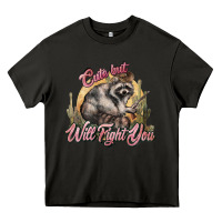 Asphalt cute but will fight you racoon western Heavy Core Tee - NancyCooperArtShop