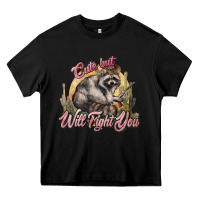 Black cute but will fight you racoon western Heavy Core Tee - NancyCooperArtShop