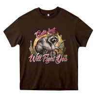 Chocolate Brown cute but will fight you racoon western Heavy Core Tee - NancyCooperArtShop