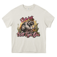 Cream cute but will fight you racoon western Heavy Core Tee - NancyCooperArtShop