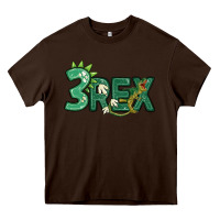 Chocolate Brown three rex Heavy Core Tee - MaliasSmallBusiness