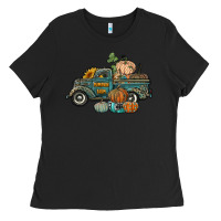 Black western pumpkin farm truck Ladies Tee - RanaPortraitStore