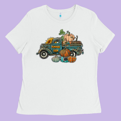 Western Pumpkin Farm Truck Ladies Tee Designed By Ranaportraitstore