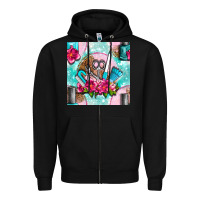 Black nail tools and polish with flowers and tooled leather seamless pattern Zipper Hoodie - BundleAndBundleShop