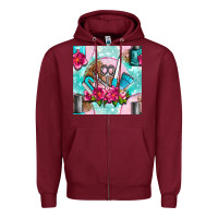 Burgundy nail tools and polish with flowers and tooled leather seamless pattern Zipper Hoodie - BundleAndBundleShop