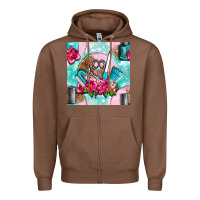 Chestnut nail tools and polish with flowers and tooled leather seamless pattern Zipper Hoodie - BundleAndBundleShop