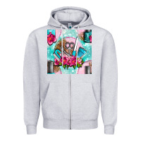 Heather Grey nail tools and polish with flowers and tooled leather seamless pattern Zipper Hoodie - BundleAndBundleShop