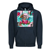 Navy nail tools and polish with flowers and tooled leather seamless pattern Zipper Hoodie - BundleAndBundleShop