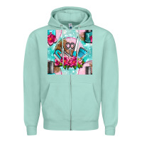 Seafoam nail tools and polish with flowers and tooled leather seamless pattern Zipper Hoodie - BundleAndBundleShop