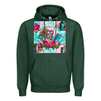 Sports Green nail tools and polish with flowers and tooled leather seamless pattern Zipper Hoodie - BundleAndBundleShop