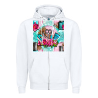 White nail tools and polish with flowers and tooled leather seamless pattern Zipper Hoodie - BundleAndBundleShop