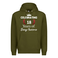 Army Green 18 years of being awesome, 18 year old birthday gi Premium Hoodie - tuanDangUi