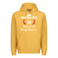 Mustard 18 years of being awesome, 18 year old birthday gi Premium Hoodie - tuanDangUi