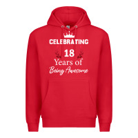 Red 18 years of being awesome, 18 year old birthday gi Premium Hoodie - tuanDangUi