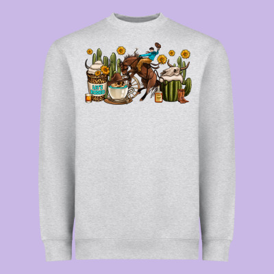 Rodeo Cowboy Coffee Cups Heavyweight Sweatshirt Designed By Oliviacreatesart