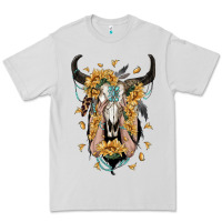 Dove Grey sunflower boho bull skull with hands Premium Tee - RanaPortraitStore