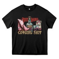 Black busy doing cowgirl shit liquor boots cigarette Heavy Core Tee - NancyCooperArtShop