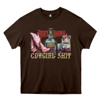 Chocolate Brown busy doing cowgirl shit liquor boots cigarette Heavy Core Tee - NancyCooperArtShop