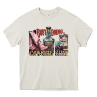 Cream busy doing cowgirl shit liquor boots cigarette Heavy Core Tee - NancyCooperArtShop