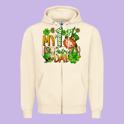 My 1'st St Patrick's Day Zipper Hoodie Designed By Fadigitalartstudio