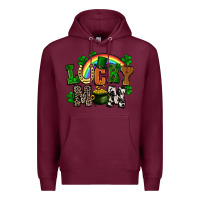 Burgundy lucky mom St. Patricks Day Premium Hoodie - FaDigitalArtStudio