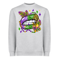 Heather Grey mardi gras lip olivia Heavyweight Sweatshirt - OliviaCreatesArt