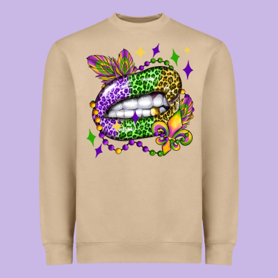 Mardi Gras Lip Olivia Heavyweight Sweatshirt Designed By Oliviacreatesart