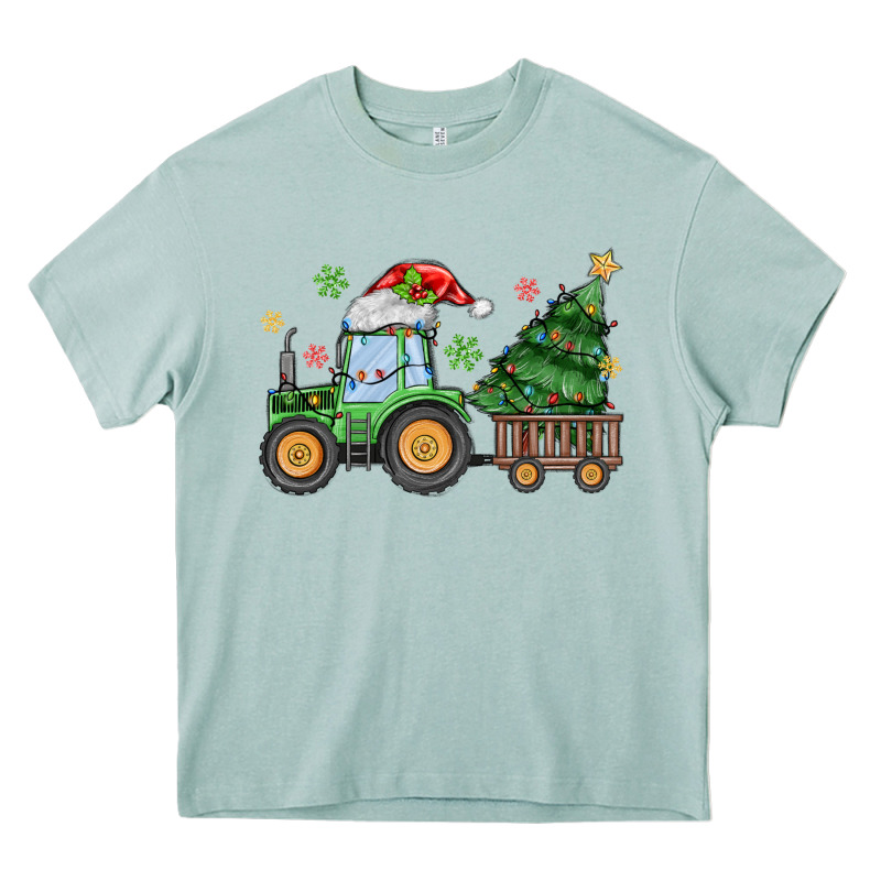 Christmas Tractor Heavy Core Tee by MaliasSmallBusiness | Teevron