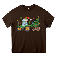 Chocolate Brown christmas tractor Heavy Core Tee - MaliasSmallBusiness