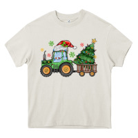 Cream christmas tractor Heavy Core Tee - MaliasSmallBusiness
