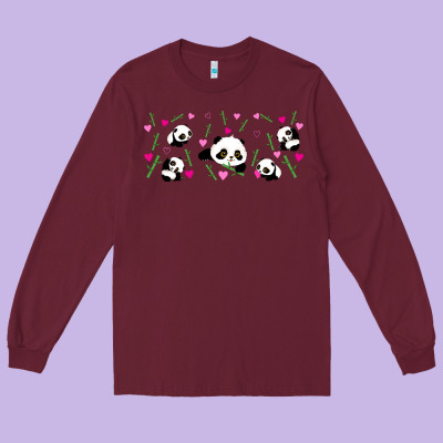 Cute Panda Long Sleeve Tee Designed By Tumblerdesignbyshophia