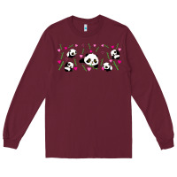 Burgundy cute panda Long Sleeve Tee - TumblerDesignByShophia