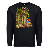 Black Christmas Boots Premium Sweatshirt - CowhideDigitalArt