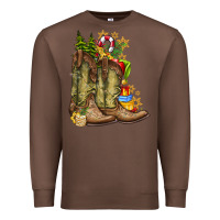 Chestnut Christmas Boots Premium Sweatshirt - CowhideDigitalArt