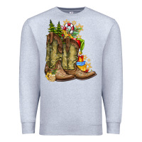Heather Grey Christmas Boots Premium Sweatshirt - CowhideDigitalArt