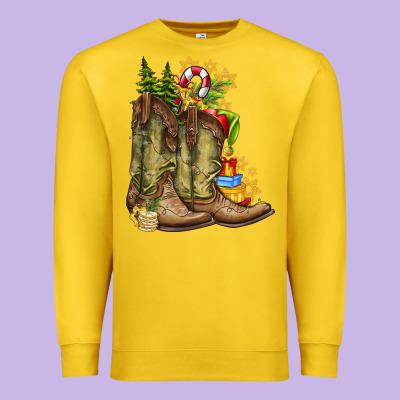 Christmas Boots Premium Sweatshirt Designed By Cowhidedigitalart