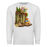 Oatmeal Heather Christmas Boots Premium Sweatshirt - CowhideDigitalArt
