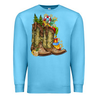 Ocean Blue Christmas Boots Premium Sweatshirt - CowhideDigitalArt