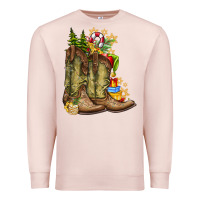 Pale Pink Christmas Boots Premium Sweatshirt - CowhideDigitalArt