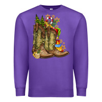 Purple Christmas Boots Premium Sweatshirt - CowhideDigitalArt