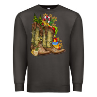 Smoke Christmas Boots Premium Sweatshirt - CowhideDigitalArt