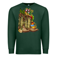 Sports Green Christmas Boots Premium Sweatshirt - CowhideDigitalArt