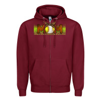 Burgundy Baseball And Softball Mom Libbey Glass Zipper Hoodie - BundleAndBundleShop