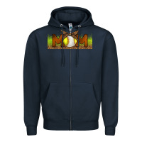 Navy Baseball And Softball Mom Libbey Glass Zipper Hoodie - BundleAndBundleShop