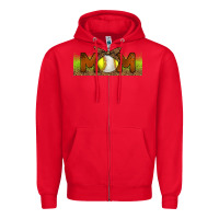 Red Baseball And Softball Mom Libbey Glass Zipper Hoodie - BundleAndBundleShop